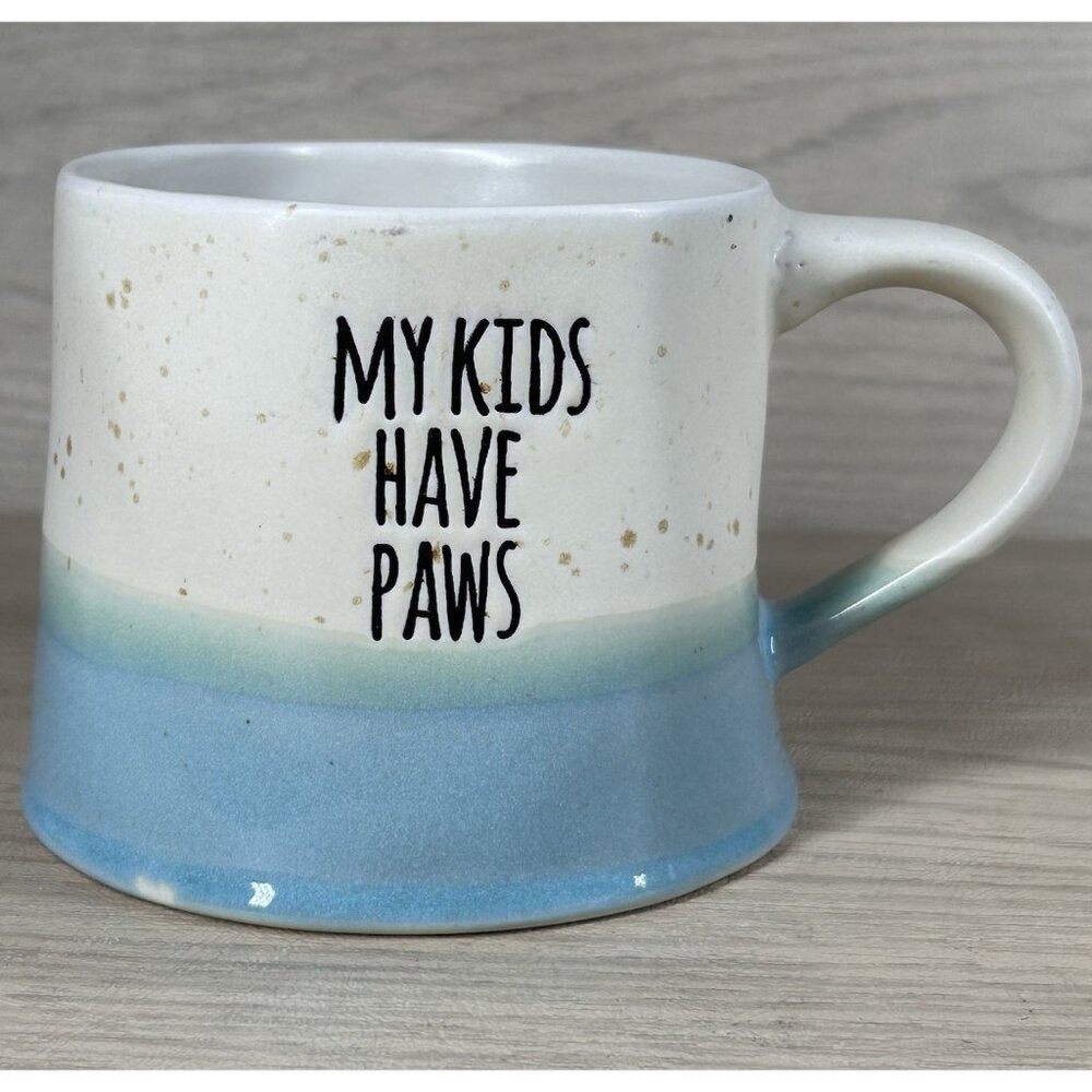 "MY KIDS HAVE PAWS" Stoneware Mug Blue Glazed Speckeled Spectrum Designz